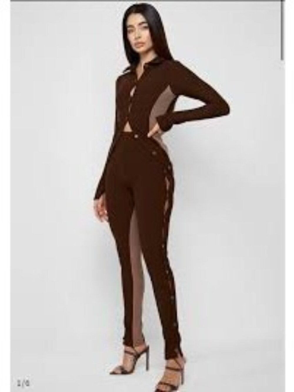 NWT Manière de Voir Brown Ribbed Long Back Long Sleeve Women Size 2